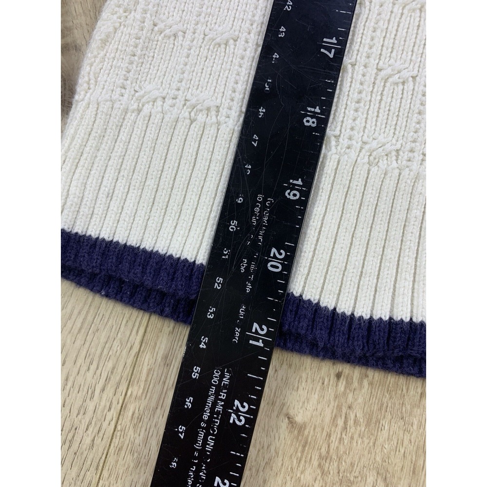 Tommy Hilfiger Sweater Womens Med White Cable Knit Cotton Classic Preppy Tennis - Picture 10 of 16